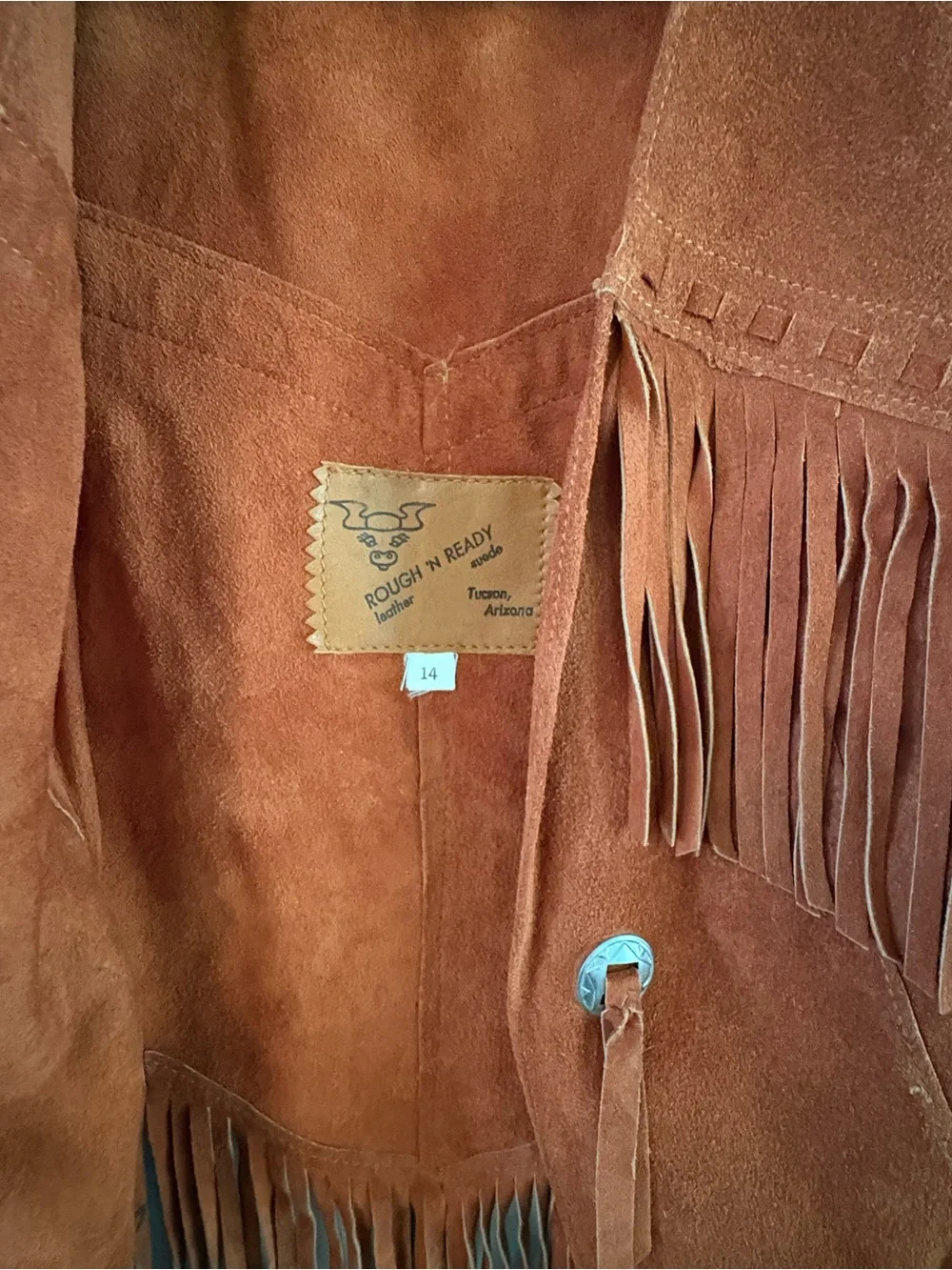 Vintage “Rough N Ready” Suede Fringe Vest - Picture 4 of 7